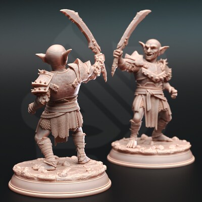 Goblin with sword from DM Stash's Adventure Calls set. Total height apx. 94mm. Unpainted resin model - image2
